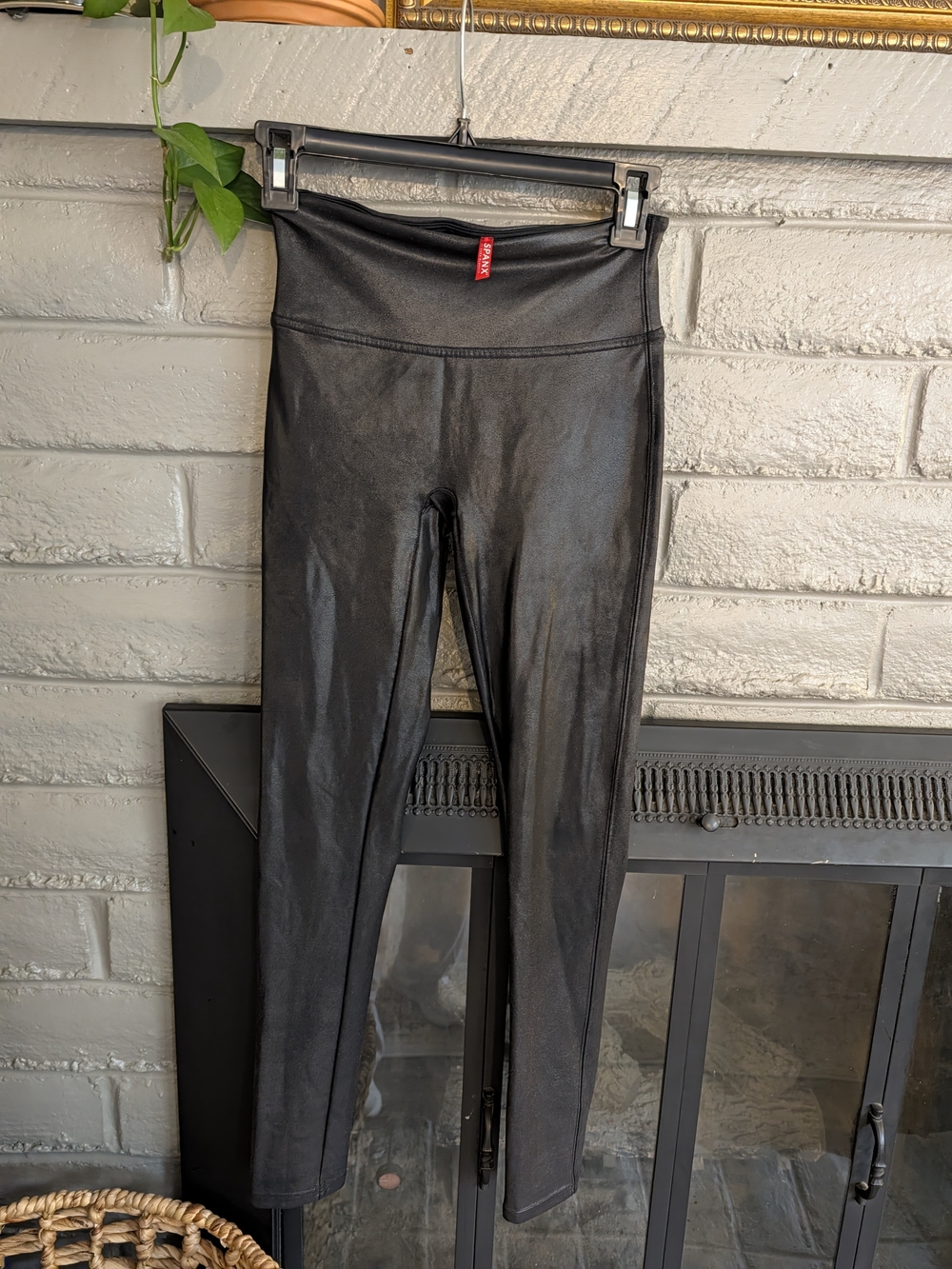 SPANX Black Faux-Leather Leggings Jeggings